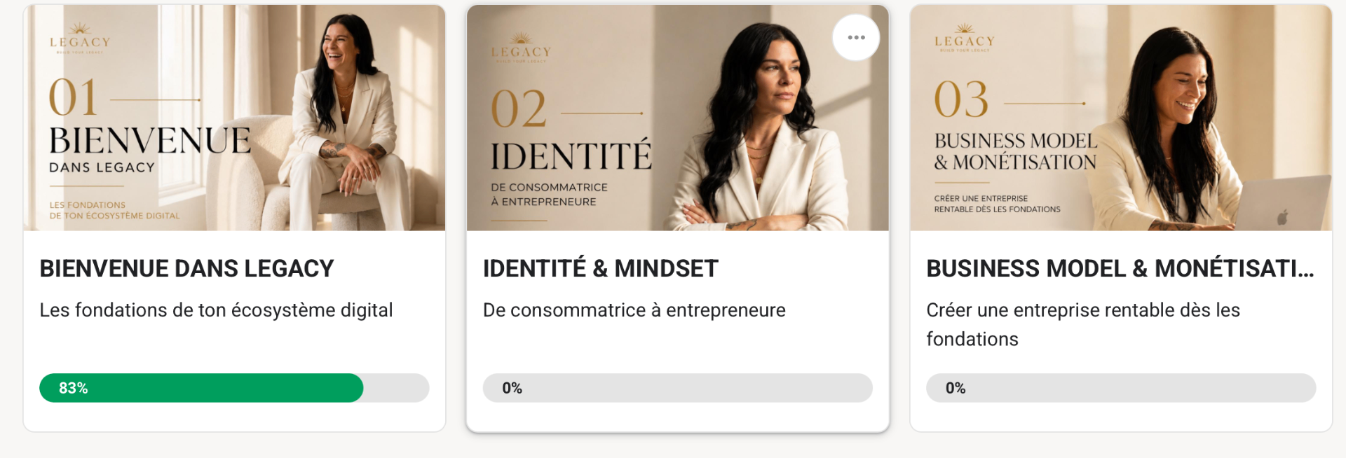 Plateforme Legacy — modules et parcours